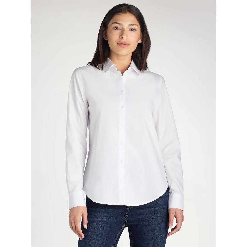 Time and Tru White Long Sleeve Button Down Office‎ Dress Shirt XXL